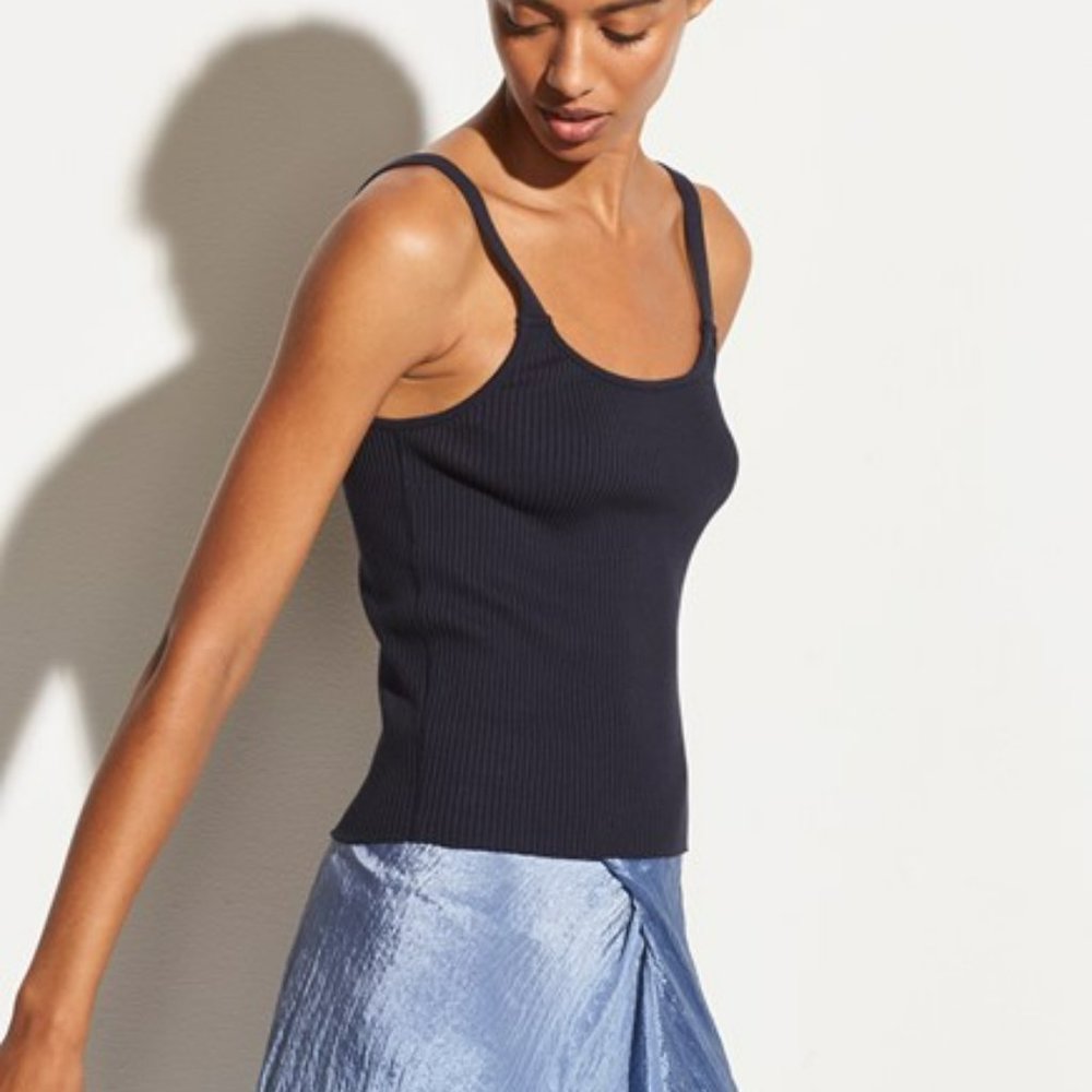 Vince Ribbed Cami Coastal Blue M